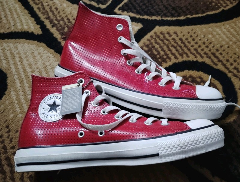 Vintage Converse Chuck Taylor All Star Hi Red Leather Men's Sz. 8 Women's Sz. 10