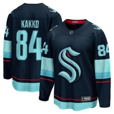 Men's Fanatics Kaapo Kakko Deep Sea Blue Seattle Kraken Home Breakaway Player