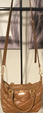 Steve Madden Brown Quilted Shoulder Bag Gold-Tone Hardware Detachable Strap