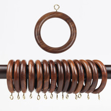 100 Wooden Curtain Rod Rings for 1.5" Rods - Natural Rosewood Finish