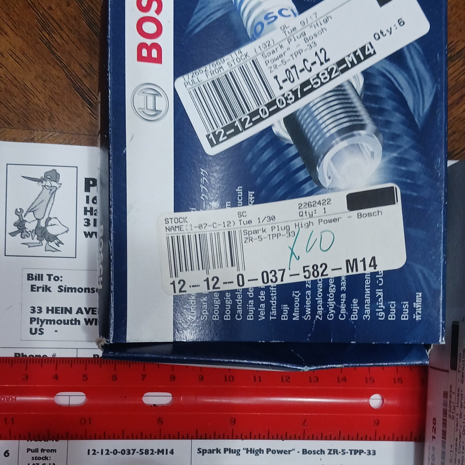 12-12-0-037-582-M14 Spark Plug High Power Bosch ZR-5-TPP-33 OEM BMW 6pk New