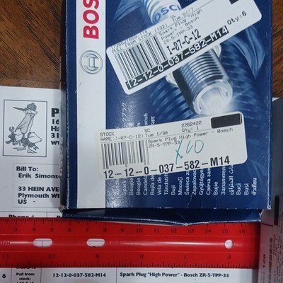 12-12-0-037-582-M14 Spark Plug High Power (Bosch) ZR-5-TPP-33 OEM BMW 6pk New
