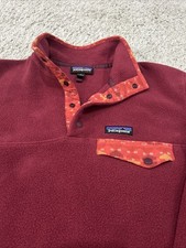 Patagonia Aztec Synchilla Snap T Jacket Mens Medium Red Wine Fleece Pullover