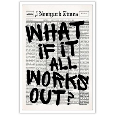 Retro Black And White Newspaper Poster What If It All Works Out Canvas Wall A...