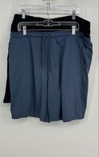 Eddie Bauer Mens Blue Black Drawstring Waist Lounge Shorts Size XL Lot Of 2