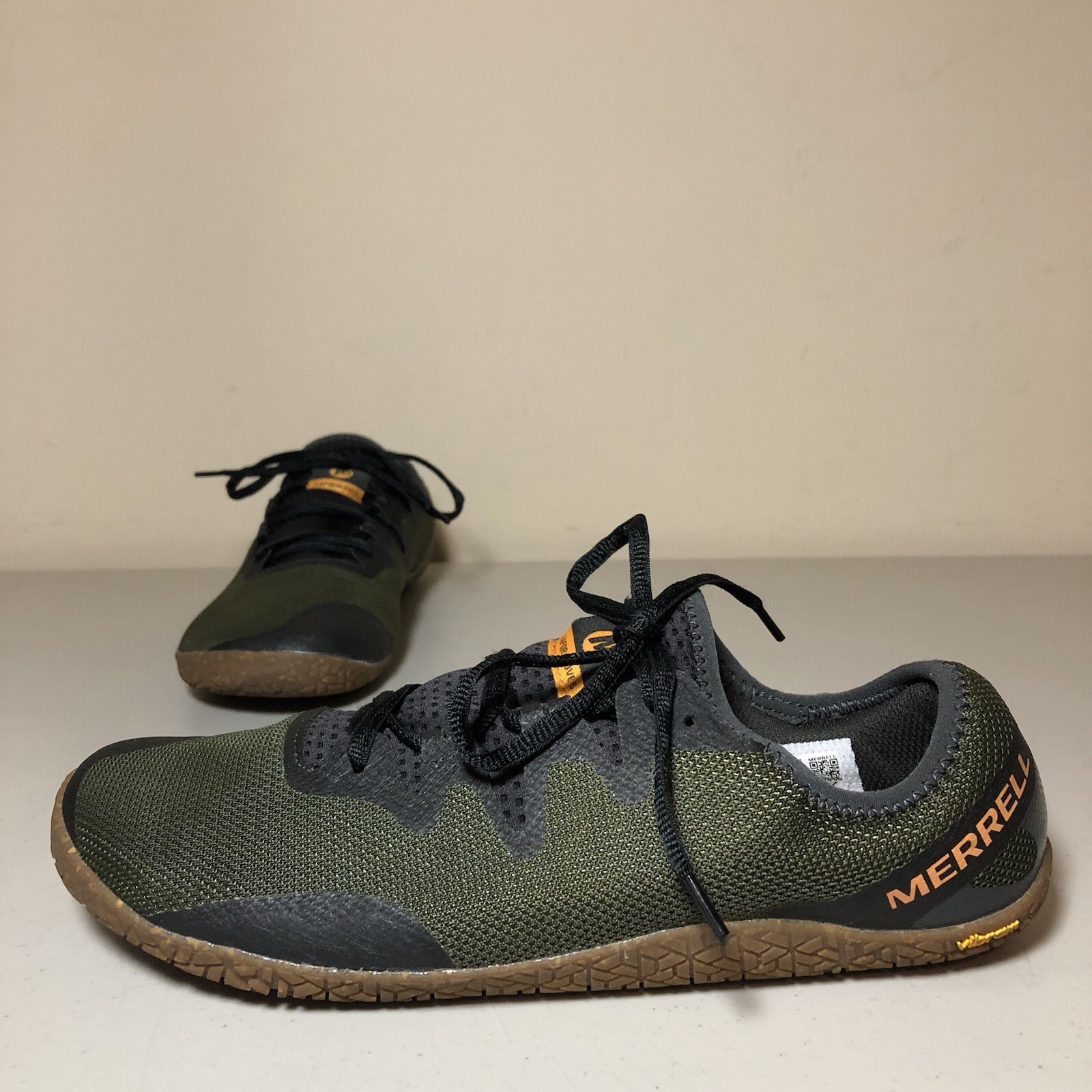 Merrell Vapor Glove 5 Mens Barefoot Running Shoes Olive Green Vibram Sole Size 10