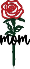 Grave Marker for Mom Rose Shape Memorial Plaque Cemetery Stake Garden Sign
