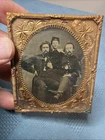 Vintage 3 People Tintype Photo Military Civil War Era 1860s 70s