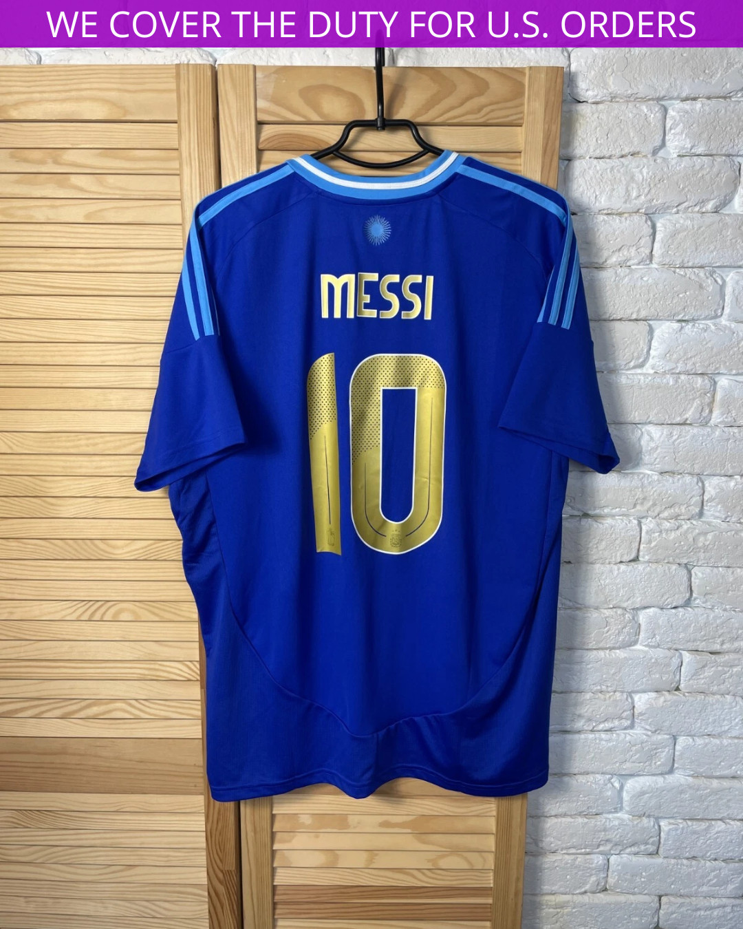 MESSI #10 ARGENTINA JERSEY AWAY FOOTBALL SOCCER SHIRT BLUE ADIDAS MENS sz XL