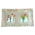 The Pampered Chef Christmas Tray Snowmen Dots Platter Clear Glass Plate