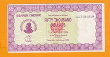 ZIMBABWE 50000 50,000 Dollars 2006 P-30  Circulated Bearer Cheque