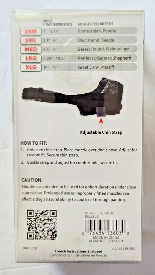 "Hocico para perro Coastal Best Fit Mesh XSM ajustable y transpirable negro 3"" - 3 1/2""" Foto 2 de 4