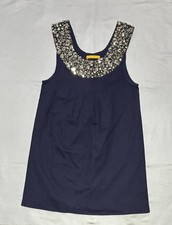 Alice + Olivia Dress Womens Small Blue Rhinestone Neck Shift Jersey