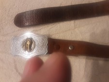 Vintage Brown Leather Belt with Horse Head Buckle