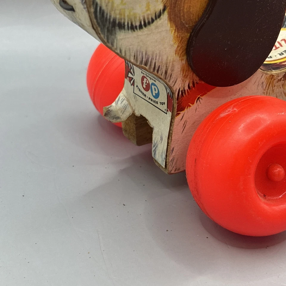 老式 Fisher Price 693 Little Snoopy 狗拉玩具木制 1965 年美国制造 — 第 2/4 张图片