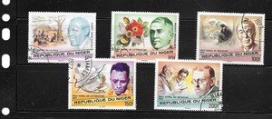 NIGER SC#406-10 1977 NOBEL WINNERS CTO USED XF OLD TOPICAL PICTORIAL STAMP SET