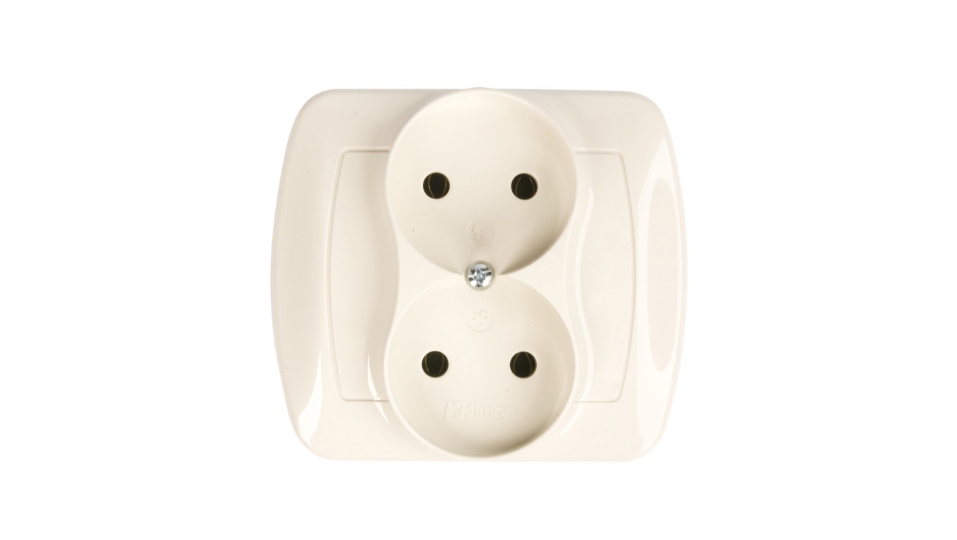 Simon Akord Double Socket B/U 16A IP20 Beige AG2/12