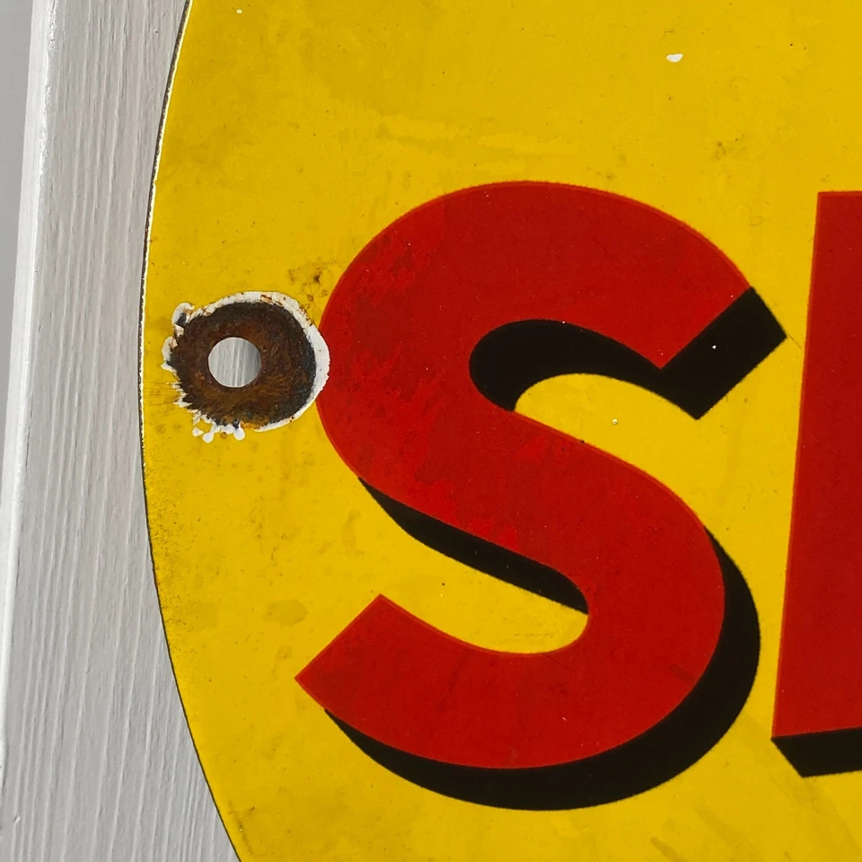 Shell Enamel Sign - Ø 30cm (11.8") - Nice Vintage Industrial Motor Oil Wall Sign - Image 2 of 4