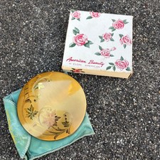 American Beauty by Elgin American Brass Engraved Powder Case NIB NOS