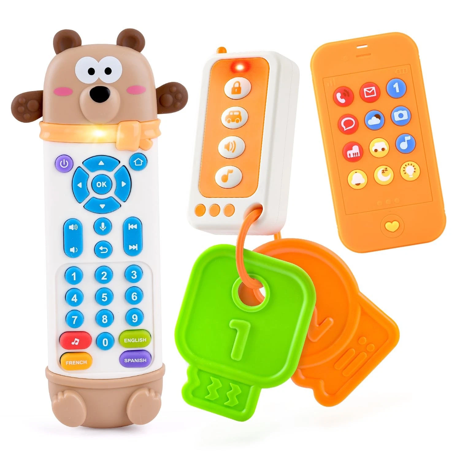 Baby Remote Control Toy with Phone Teether & Teething Keys & Car Remote, Remo...
