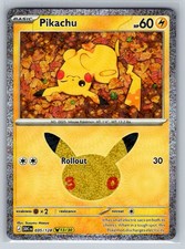 Carta Pokemon Pikachu 035/128 rara Holo ME 30° celebrazione quasi nuova venditore USA