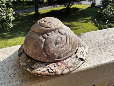 Ojuelos De Jalisco Ufo Stone Artifact With 3 pilots