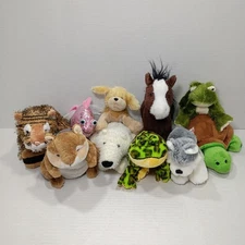 Ganz Webkinz 10 Stuffed Plush Animals Tiger Husky Frog Turtle Horse Dog Bear