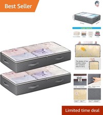 90L Under Bed Storage Containers with Clear Lids for Clothes Bedding 2 Pack