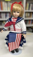 14 Inch Patriotic Porcelain Doll - With Windup Music