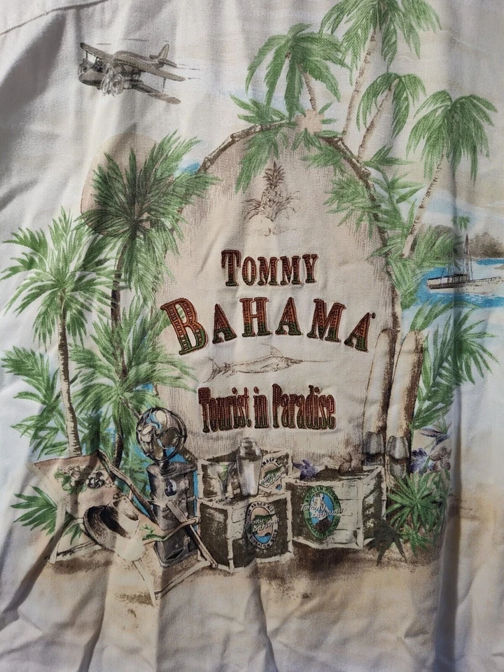 Camisa Tommy Bahama Tourist in Paradise XL Hawaiana Vacaciones Playa Botón Foto 2 de 4