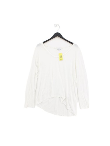 Splendid Women's Top L White Cotton with Other Long Sleeve Round Neck Basic - Picture 1 of 5