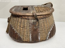 Vintage Leather Trim Fishing Creel
