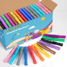120 PCS Washable Scented Markers Bulk 12 Assorted Color Chisel Tip Pen