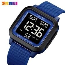 SKMEI Watch Men Square Alarm Electronic Digital Wristwatch Boys Girls Stopwatch