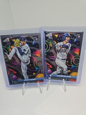 2025 Topps Chrome Cosmic  Base Set Of Two Cards Roki Sasaki AndHyeseong Kim.