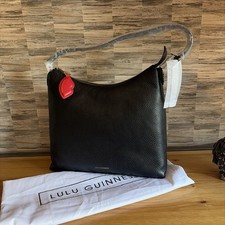 LULU GUINNESS MEDIUM LUCILLA IN BLACK GRAINY LEATHER BRAND NEW/TAGS