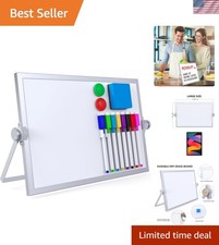 Small Dry Erase White Board, Magnetic Desktop Whiteboard with Stand, Dry Eeas...