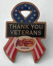 Cracker Barrel Logo Thank You Veterans Pin Patriotic Ribbon
