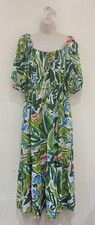 GEORGE Green Palm Leaf Boho Midi/ Maxi Dress (Size UK 14) -100% Viscose
