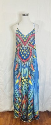 TRUE COLOURS by La Moda Women Size S/M Embellished Maxi Dress Racerback Resort