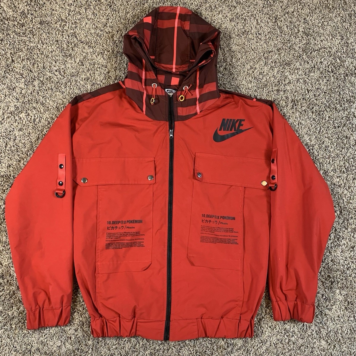 Nike Pokemon 10 DEEP X PIKACHU Collaboration Bomber Jacket 2XL Red