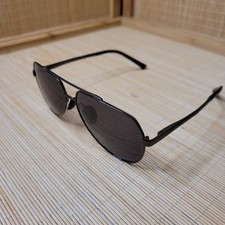 LUENX Men's Aviator Sunglasses Black Metal Frame Dark Tint Lens 6404 59-14-142