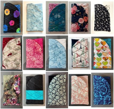 Double Eyeglass Case - Handmade Quilted Cotton Padded Fits Most Glasses