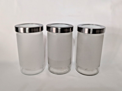 Ikea DROPPAR Storage jar container Cannister Frosted Glass 7 x 4 inches x3