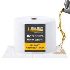 Spill Ready Oil Absorbent Pads Roll 15" x 300' -Heavyweight Absorbs Upto 40 gal.