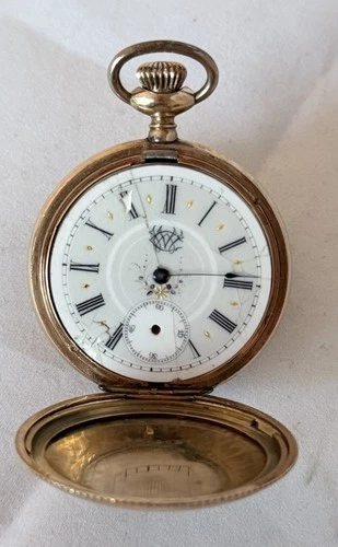 Antique Lady Waltham Gold Plated Pocket Watch-Broken, Sold For Case/Parts Only