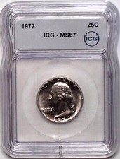 1972 Washington Quarter MS67 ICG Blast White