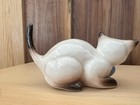 Ceramic Siamese Cat Figurine Playing with Blue Ball Home Decor Collectible — photo 3