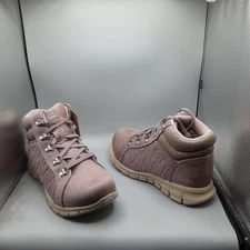 Skechers Synergy Modern Femme Boots Women's 7W Pink Mauve Hiker Quilted A82