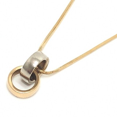 4°C K18 2-farbiger Ring Doppelring Schlangenkette Halskette K18/K18WG Gold/Silber